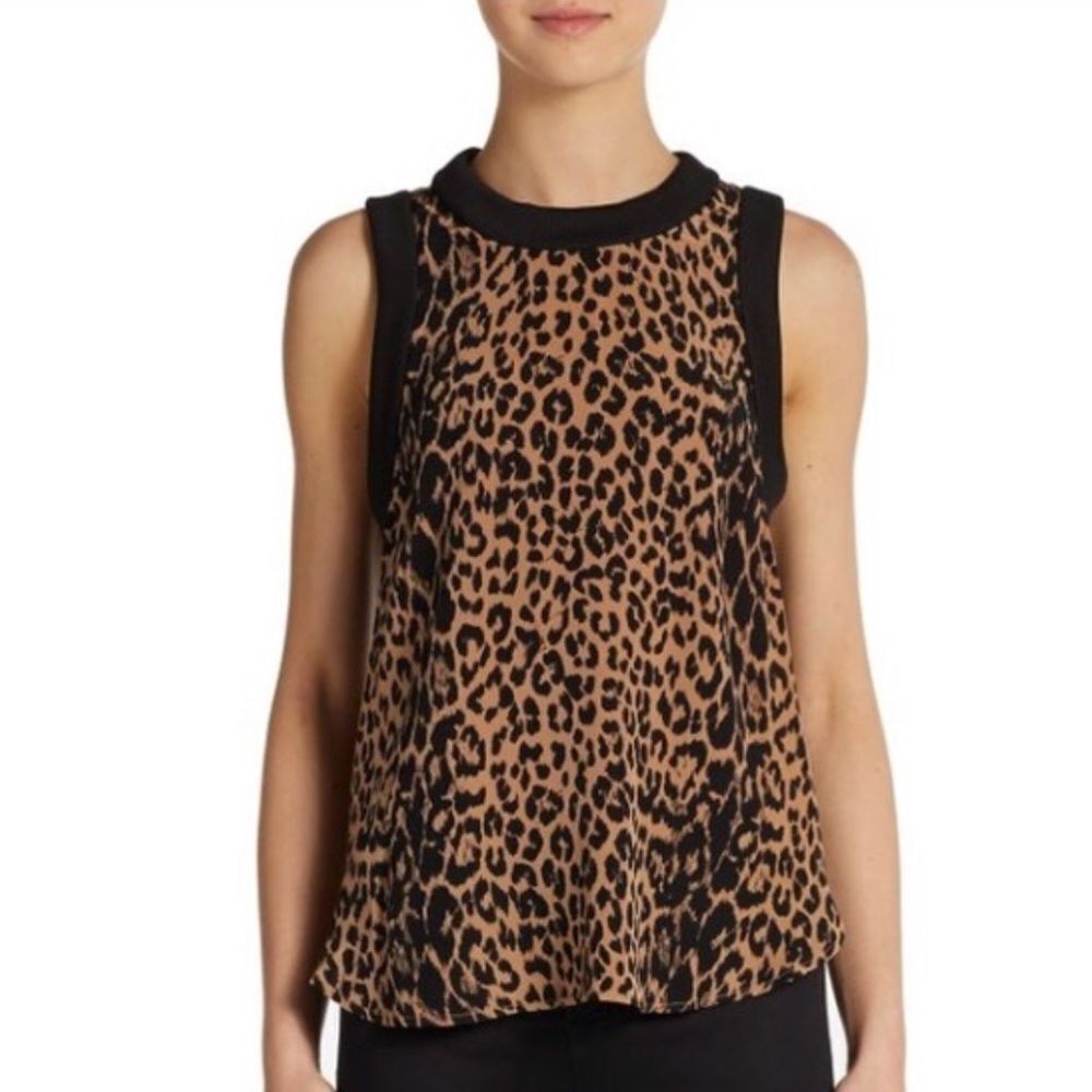 Elizabeth and James Leopard Print Silk Sleeveless Top Size XS